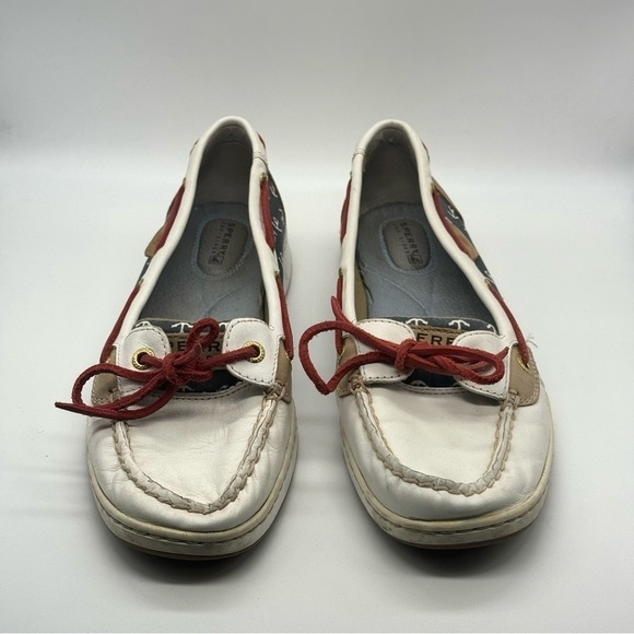 Sperry White Blue & Red Anchor Loafers - Picture 2 of 9